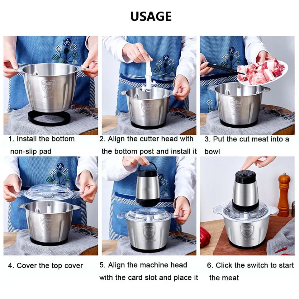 3L Food Processor – Stainless Steel Kitchen Mixer & Chopper