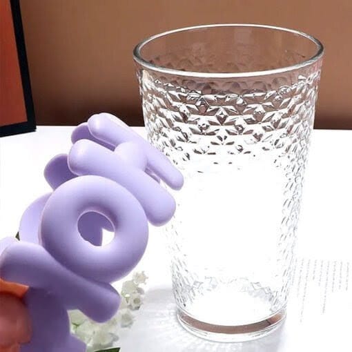 450ml Glass With Straw Coffee Cup Anti-scald Letter Sleeve Double Wall Glass Water Milk Juice Tea Coffee Cups