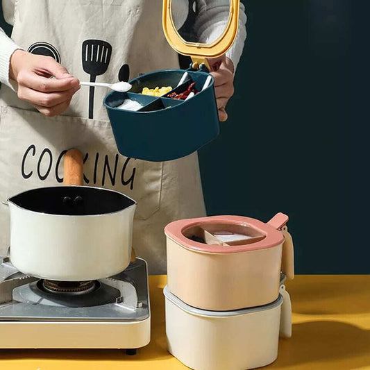 4 Grid Masala Box with Spoons – Spice Storage Organizer