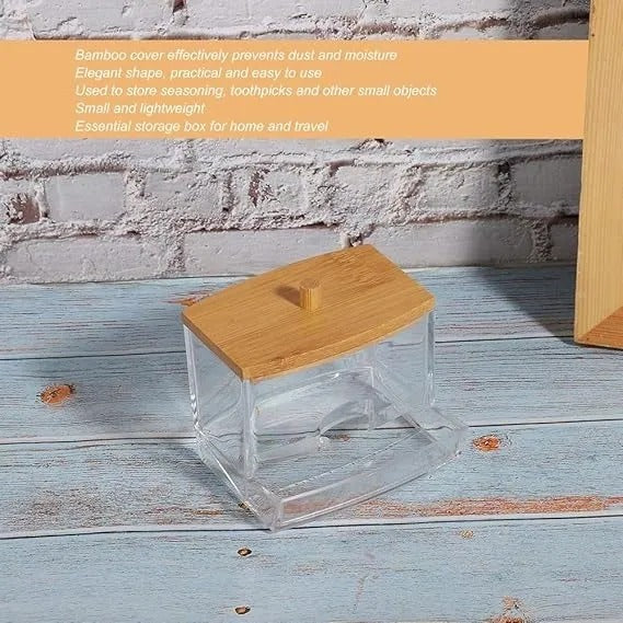 Toothpick & Cotton Swab Dispenser – Transparent Dustproof Storage Box