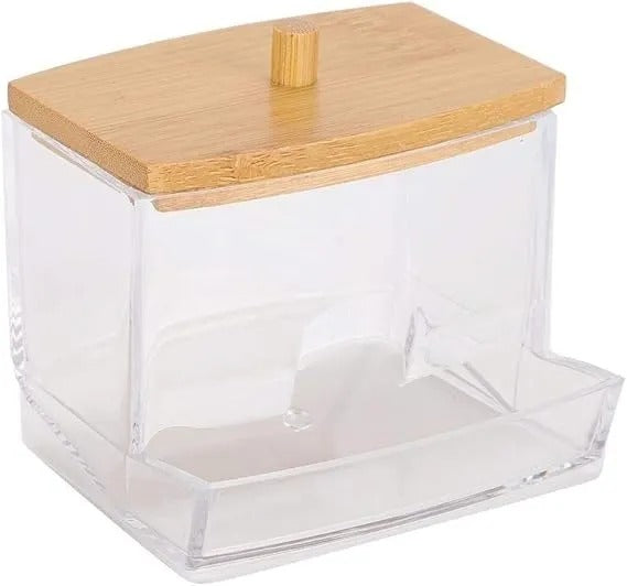 Toothpick & Cotton Swab Dispenser – Transparent Dustproof Storage Box