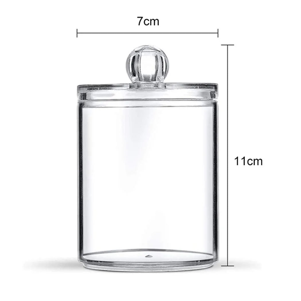 1pc Round Acrylic Cotton Swab Storage Box with Lid – Transparent & Dustproof