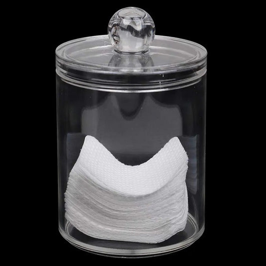 1pc Round Acrylic Cotton Swab Storage Box with Lid – Transparent & Dustproof