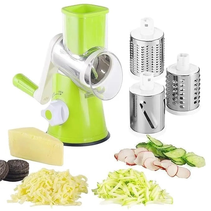3 in 1 Vegetable Cutter – Multifunctional Rotary Drum Slicer, Cheese Grater & Peeler