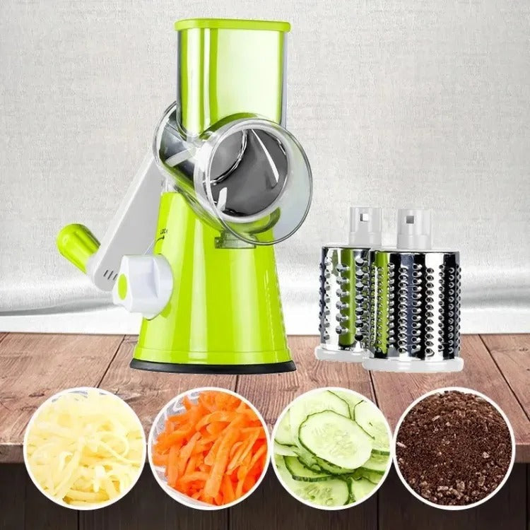 3 in 1 Vegetable Cutter – Multifunctional Rotary Drum Slicer, Cheese Grater & Peeler