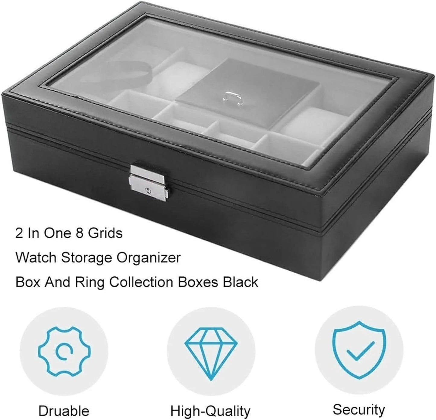 8-Slot PU Leather Watch Box – Elegant Watch Storage & Organizer