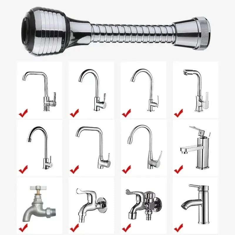 360° Flexible Faucet Nozzle – Dual Spray Kitchen & Bathroom Tap Extender
