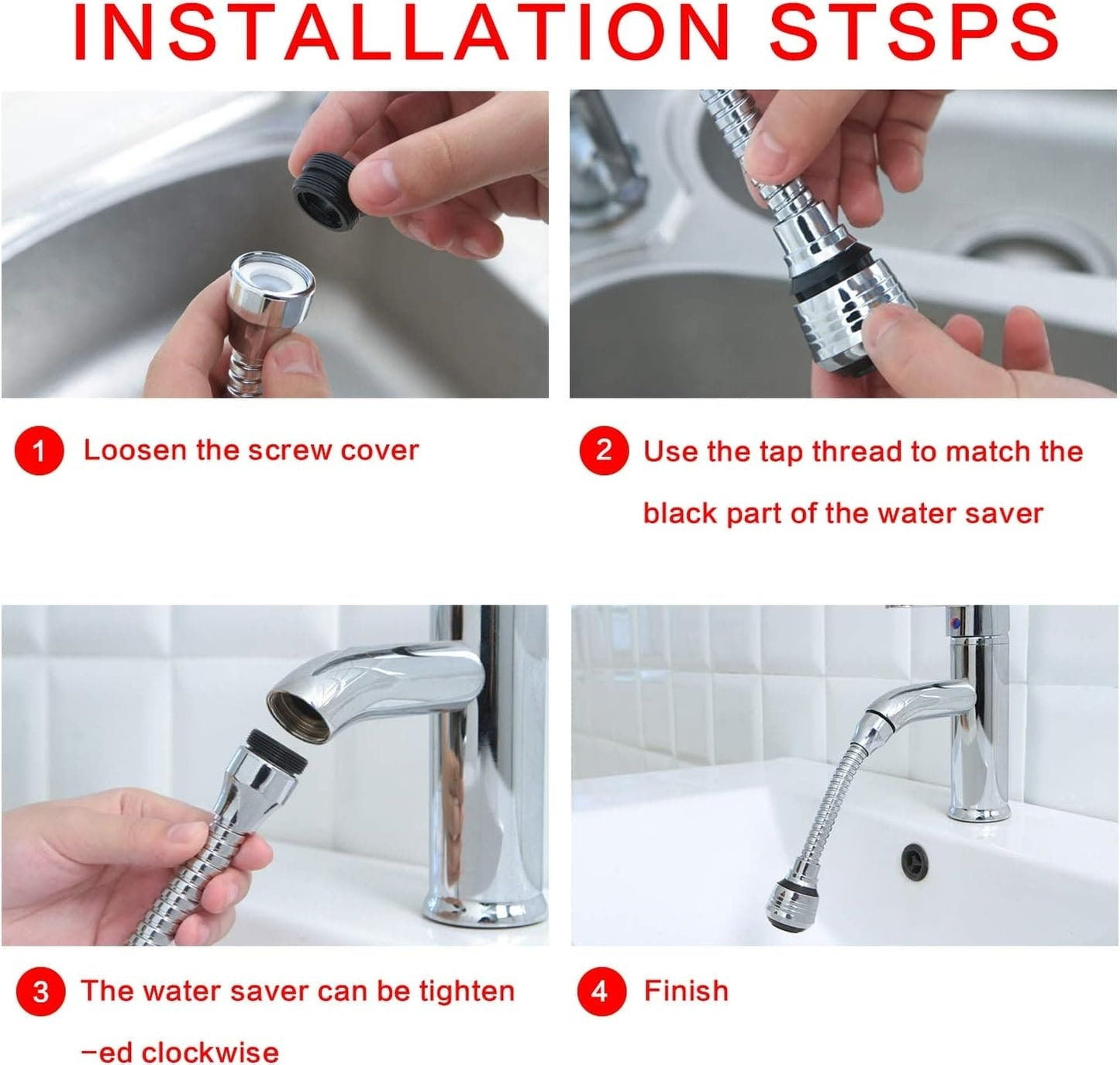 360° Flexible Faucet Nozzle – Dual Spray Kitchen & Bathroom Tap Extender