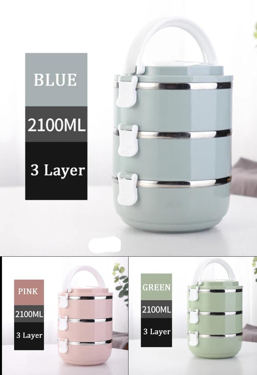 Stainless Steel Layered Lunch Box – Portable & Durable Food Storage