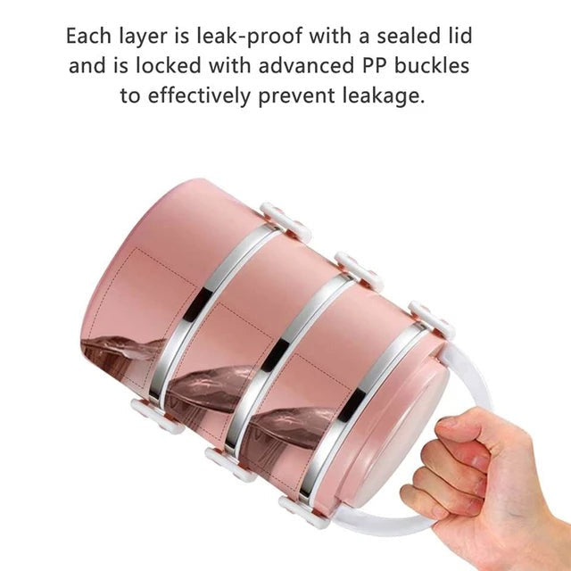 Stainless Steel Layered Lunch Box – Portable & Durable Food Storage