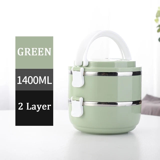 Stainless Steel Layered Lunch Box – Portable & Durable Food Storage