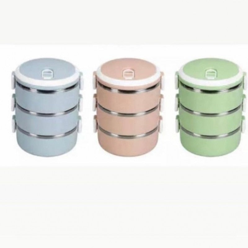 Stainless Steel Layered Lunch Box – Portable & Durable Food Storage
