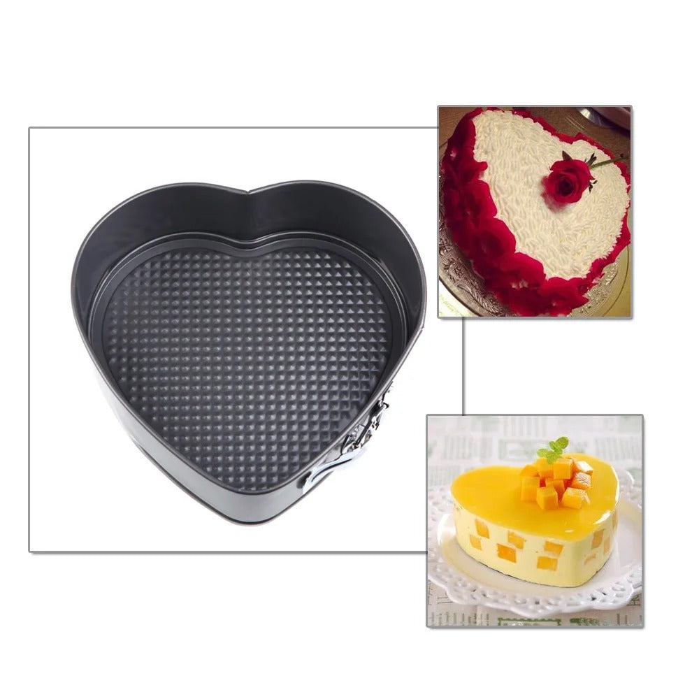 3-Piece Cake Pan Set – Square, Heart & Round Non-Stick Baking Pans