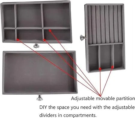 Soft Velvet Jewelry Box – 3-Drawer Jewelry Storage Organizer for Rings, Earrings & Bracelets