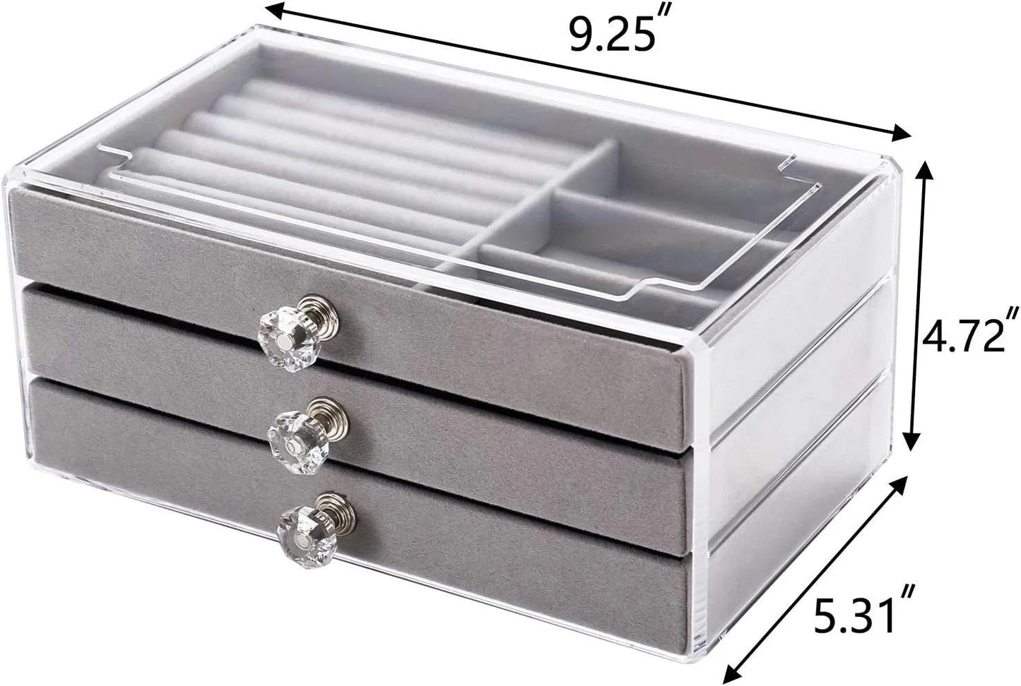 Soft Velvet Jewelry Box – 3-Drawer Jewelry Storage Organizer for Rings, Earrings & Bracelets