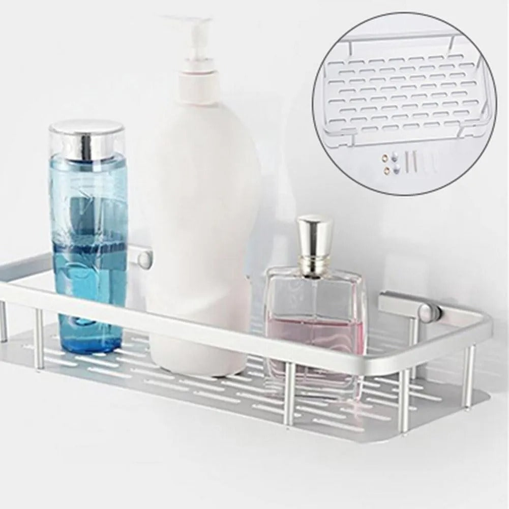 2-Layer Aluminum Bathroom Corner Shower Shelf – Space-Saving Wall Rack Organizer