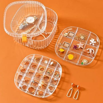Transparent Crystal Jewelry Organizer – Elegant Storage Box for Rings, Earrings & Accessories