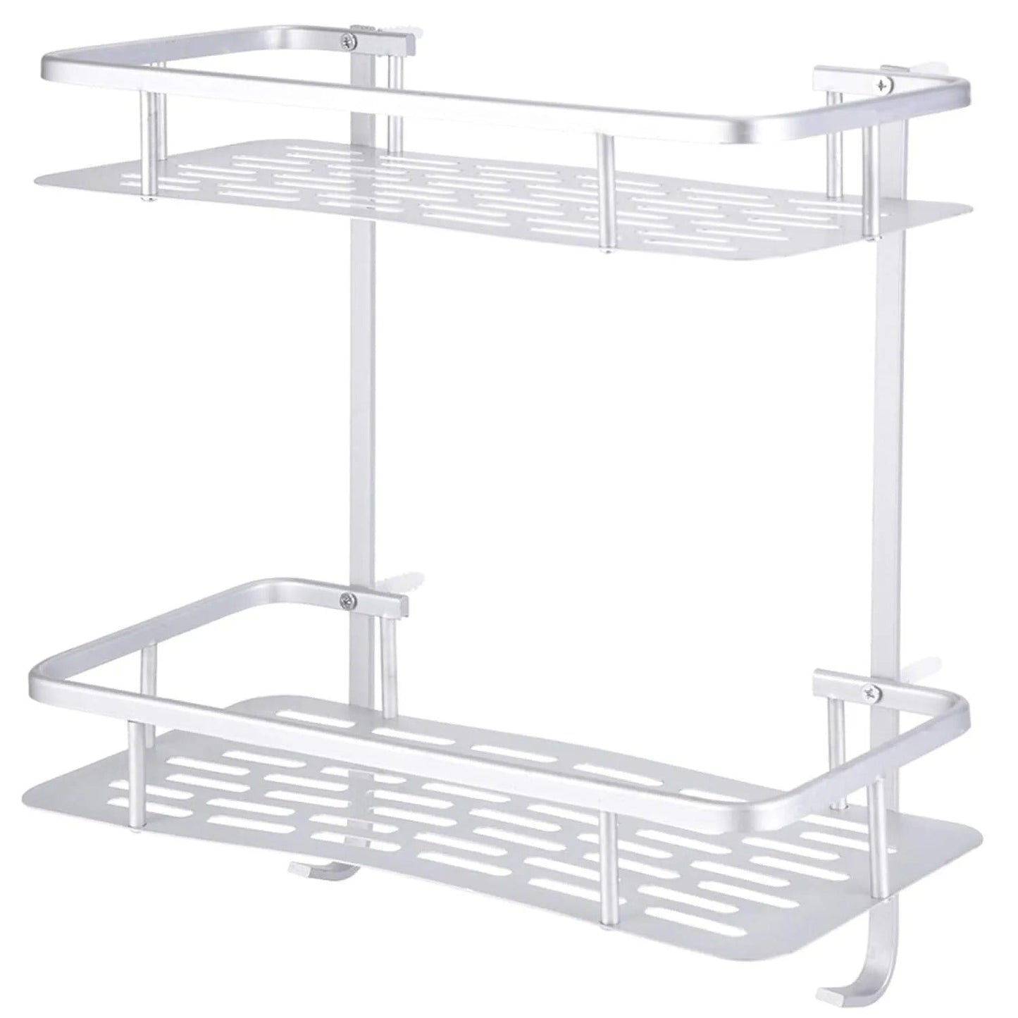 2-Layer Aluminum Bathroom Corner Shower Shelf – Space-Saving Wall Rack Organizer
