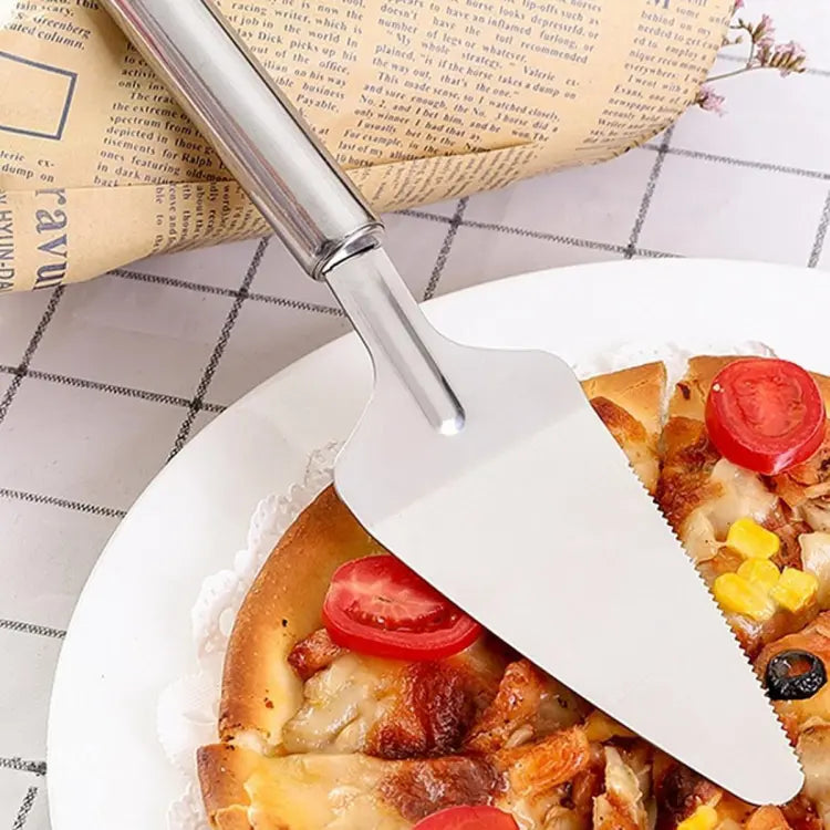 Stainless Steel Pizza and Cake Lifter with Side Cutter – Kitchen Baking Tool