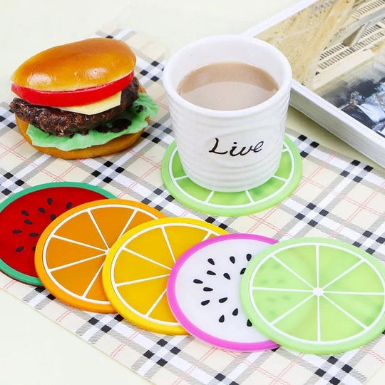 6 Pcs Jelly Color Fruit Shape Coasters – Colorful Drink Matsa