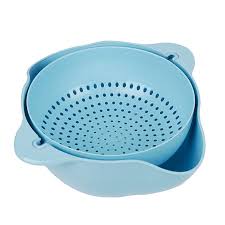 360° Rotation Double Drain Basket – Detachable Colander & Mixing Bowl