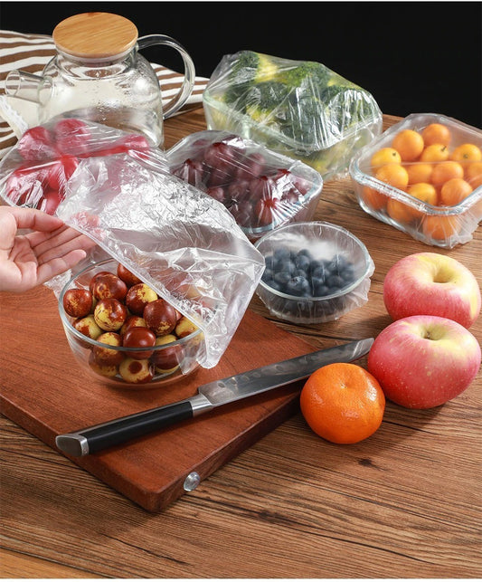 100pcs Stretchable Plastic Food Covers