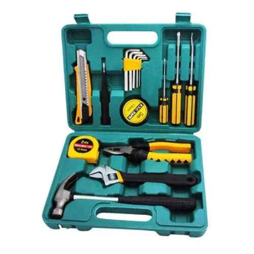 16pcs Home Tool Kit | Durable Blow Box with Hammer, Screwdrivers & Tape Measure