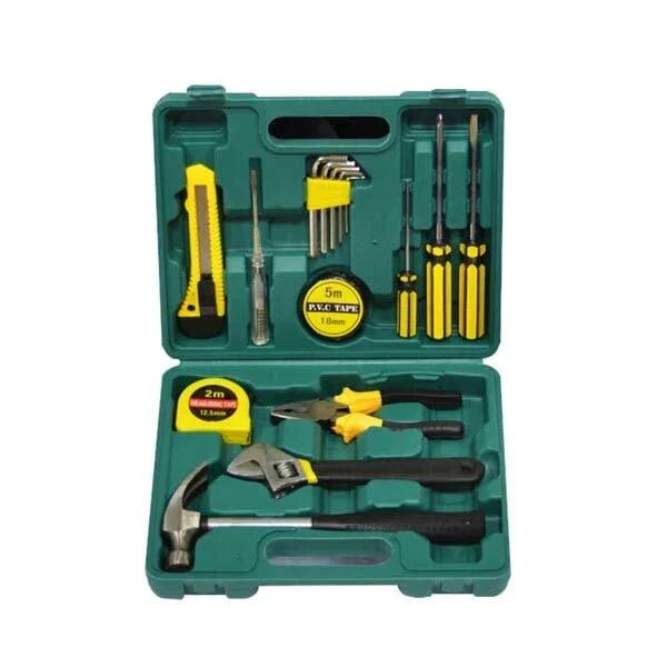 16pcs Home Tool Kit | Durable Blow Box with Hammer, Screwdrivers & Tape Measure